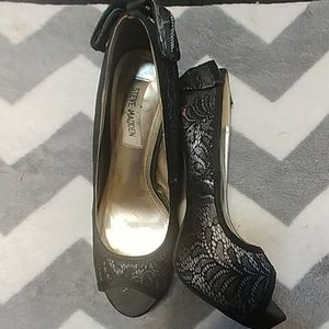 Black and Silver Lace Heels